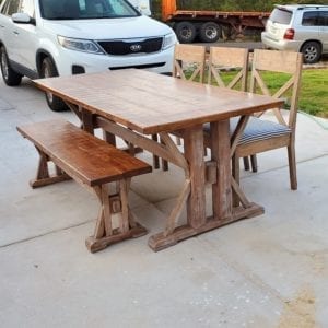 Custom Dining Room Table Bench Chairs | River Oak Woodworks